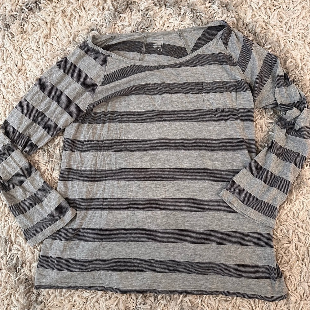 Old Navy Gray and Dark Gray Striped Women's Sweatshirt